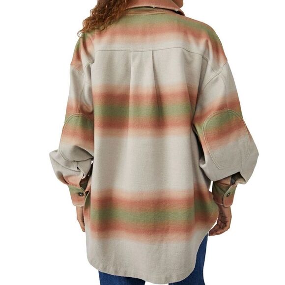 FREE People Ruby Print Shacket Ombre Stripe Marzipan xs, sm,  NWT - Picture 7 of 16